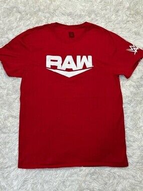 WWE RAW Red Wrestling Logo T-Shirt Men’s Large Preowned WWF
